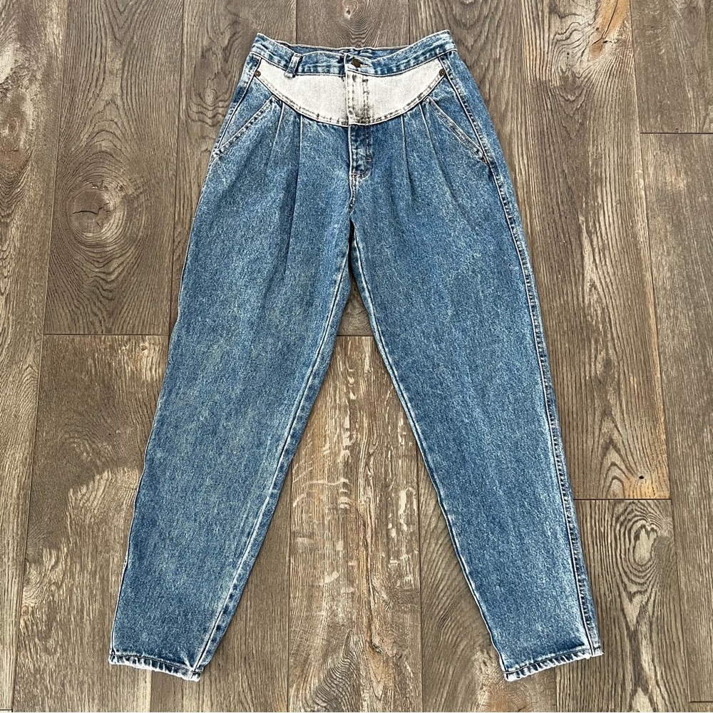 Vintage 80s/90s ZENA Two Tone High Rise Mom Denim Jeans 28”